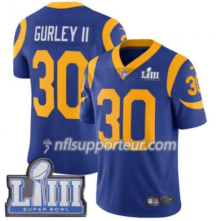 Maillot Homme Los Angeles Rams Todd Gurley II 30 Nike Royal 2019 Super Bowl LIII